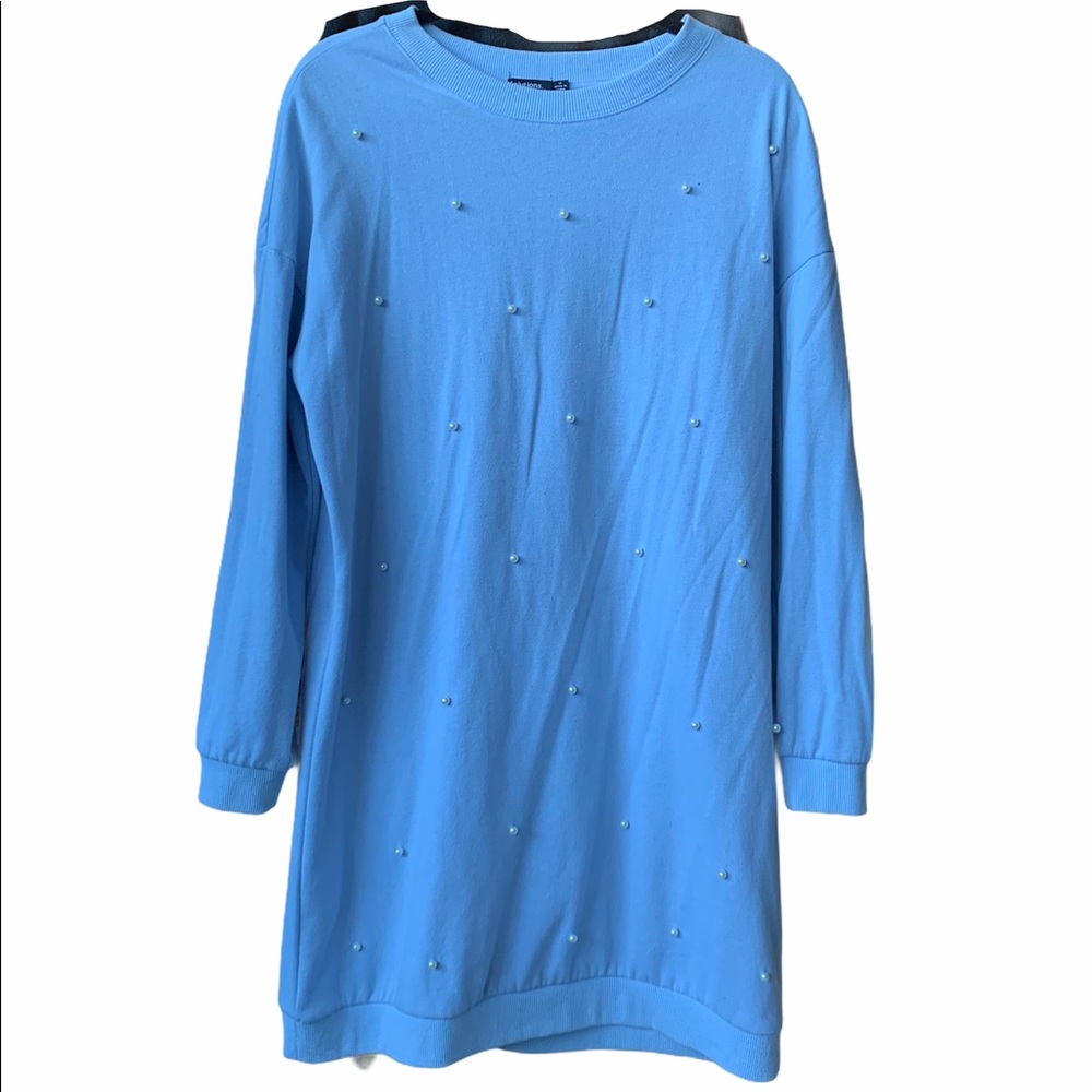 Blue sweater dress